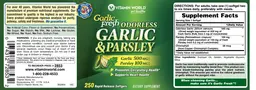 Label for Garlic Fresh Odorless Garlic & Parsley