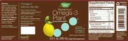 Label for NutraVege Omega-3 Plant Extra Strength Zesty Lemon Flavored