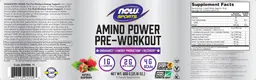 Label for Amino Power Pre-Workout Natural Raspberry