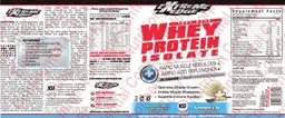 Label for 100% Pure Whey Protein Isolate Vanilla Flavor