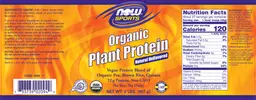 Label for Organic Plant Protein Natural Unflavored