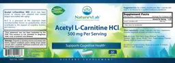 Label for Acetyl L-Carnitine HCl 500 mg