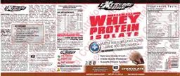 Label for 100% Pure Whey Protein Isolate Chocolate Flavor