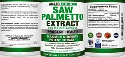 Label for Saw Palmetto Extract 750 mg