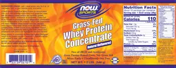 Label for Grass-Fed Whey Protein Concentrate Natural Unflavored
