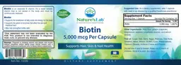 Label for Biotin 5,000 mcg