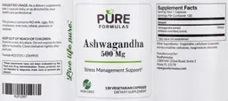 Label for Ashwagandha 500 mg