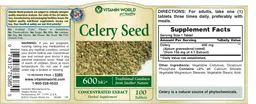 Label for Celery Seed 600 mg