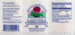 Label for Ashwagandha