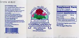 Label for Ashwagandha