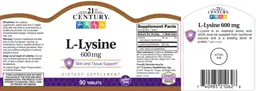 Label for L-Lysine 600 mg