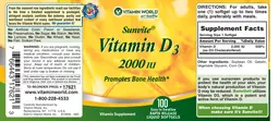 Label for Sunvite Vitamin D3 2000 IU