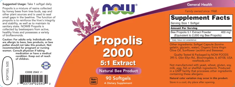 Label for Propolis 2000 5:1 Extract