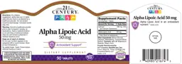 Label for Alpha Lipoic Acid 50 mg