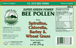 Label for Super Green Power Bee Pollen