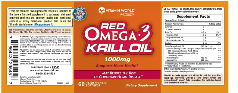Label for Red Omega-3 Krill Oil 1000 mg