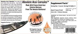 Label for Absolute Acai Capsules
