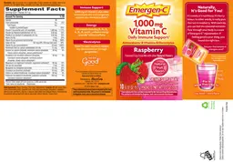 Label for 1,000 mg Vitamin C Raspberry