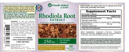 Label for Rhodiola Root Extract 250 mg