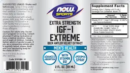 Label for Extra Strength IGF-1 Extreme