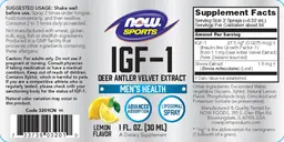 Label for IGF-1 Lemon Flavor