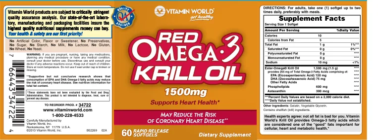Label for Red Omega-3 Krill Oil 1500 mg