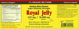 Label for Super Ultimate Strength Royal Jelly 625 mg in Honey