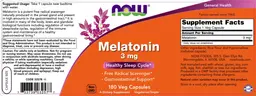 Label for Melatonin 3 mg