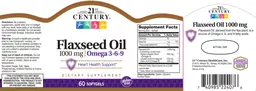 Label for Flaxseed Oil 1000 mg