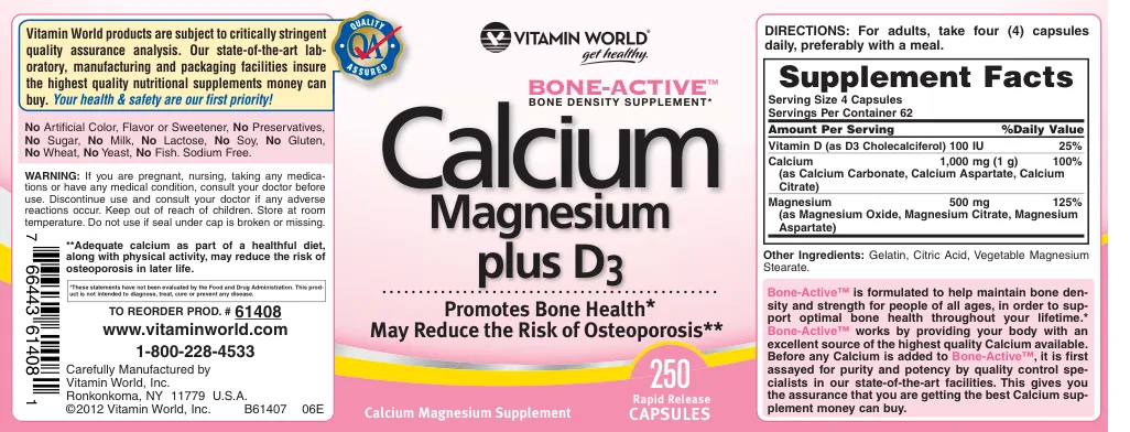 Label for Calcium Magnesium plus D3