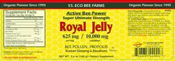 Label for Super Ultimate Strength Royal Jelly 625 mg in Honey