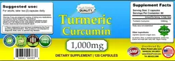 Label for Turmeric Curcumin 1,000 mg