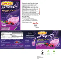Label for Emergen-Zzzz Nighttime Sleep Aid with Melotonin Mellow Berry