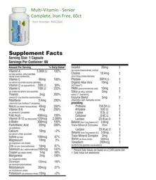 Label for Senior Complete Iron Free