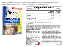 Label for Alteril All Natural Sleep Aid with L-Tryptophan