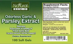 Label for Odorless Garlic & Parsley Extract