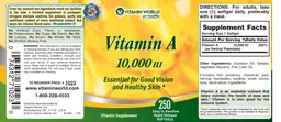 Label for Vitamin A 10,000 IU