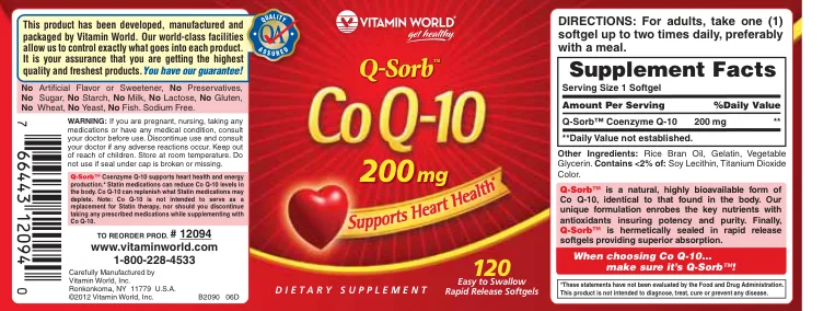 Label for Q-Sorb Co Q-10 200 mg