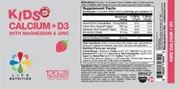 Label for Kids Calcium+D3 Strawberry Cream