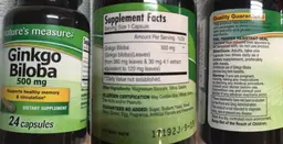 Label for Gingko Biloba 500 mg
