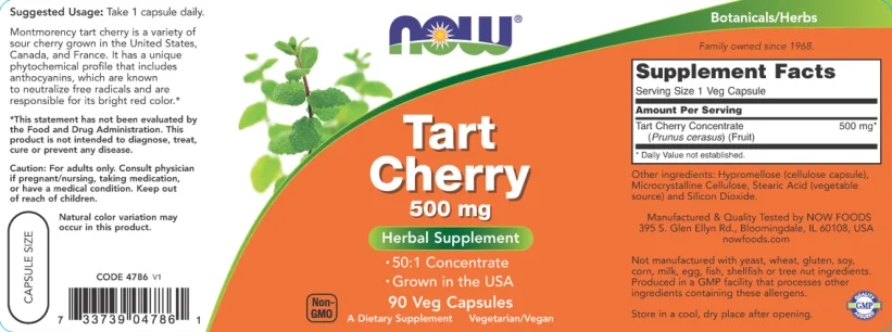Label for Tart Cherry 500 mg