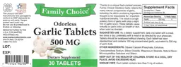 Label for Odorless Garlic Tablets 500 mg