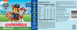 Label for Paw Patrol Multivitamin Gummies