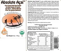 Label for Absolute Acai