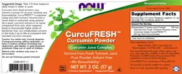 Label for CurcuFRESH Curcumin Powder