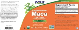 Label for Certified Organic Maca