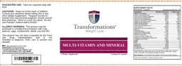 Label for Multi-Vitamin and Mineral