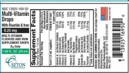 Label for Multi-Vitamin Drops with Floride & Iron 0.25 mg