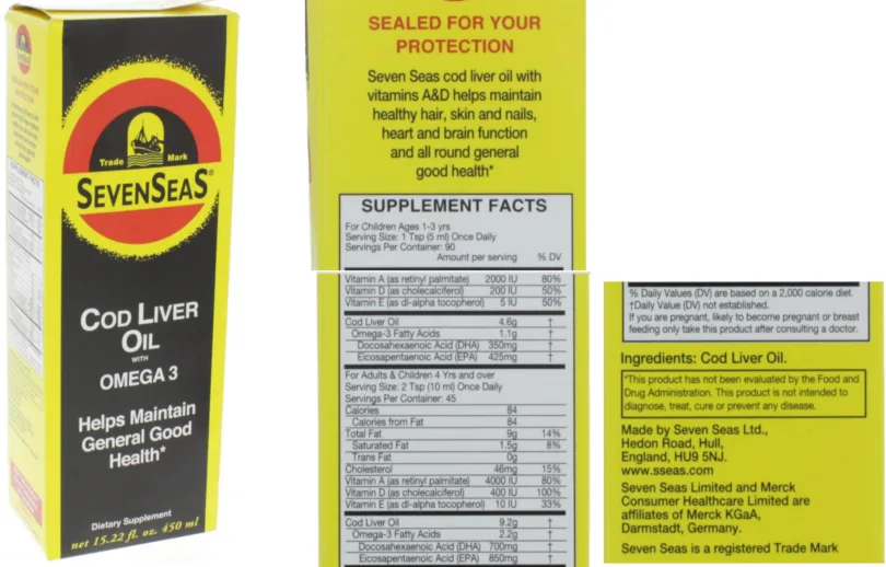 Label for Cod Liver Oil with Omega 3