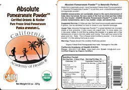Label for Absolute Pomegranate Powder